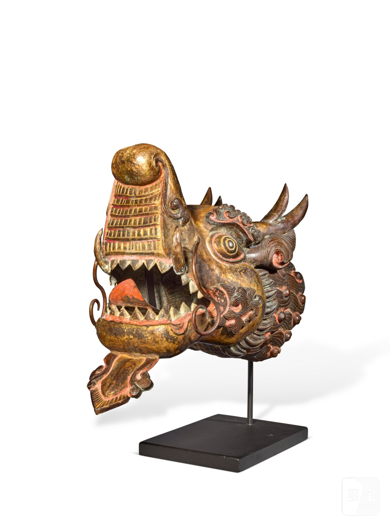 TÊTE DE MAKARA EN BRONZE PARTIELLEMENT DORÉ ET POLYCHROME  TIBET, XIXE SIÈCLE - 图3